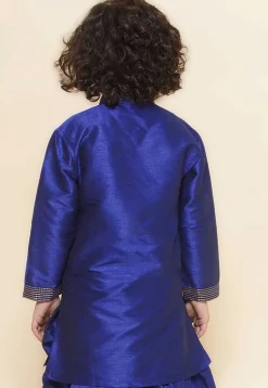 Embroidered Dupion Silk Kurta in Royal Blue