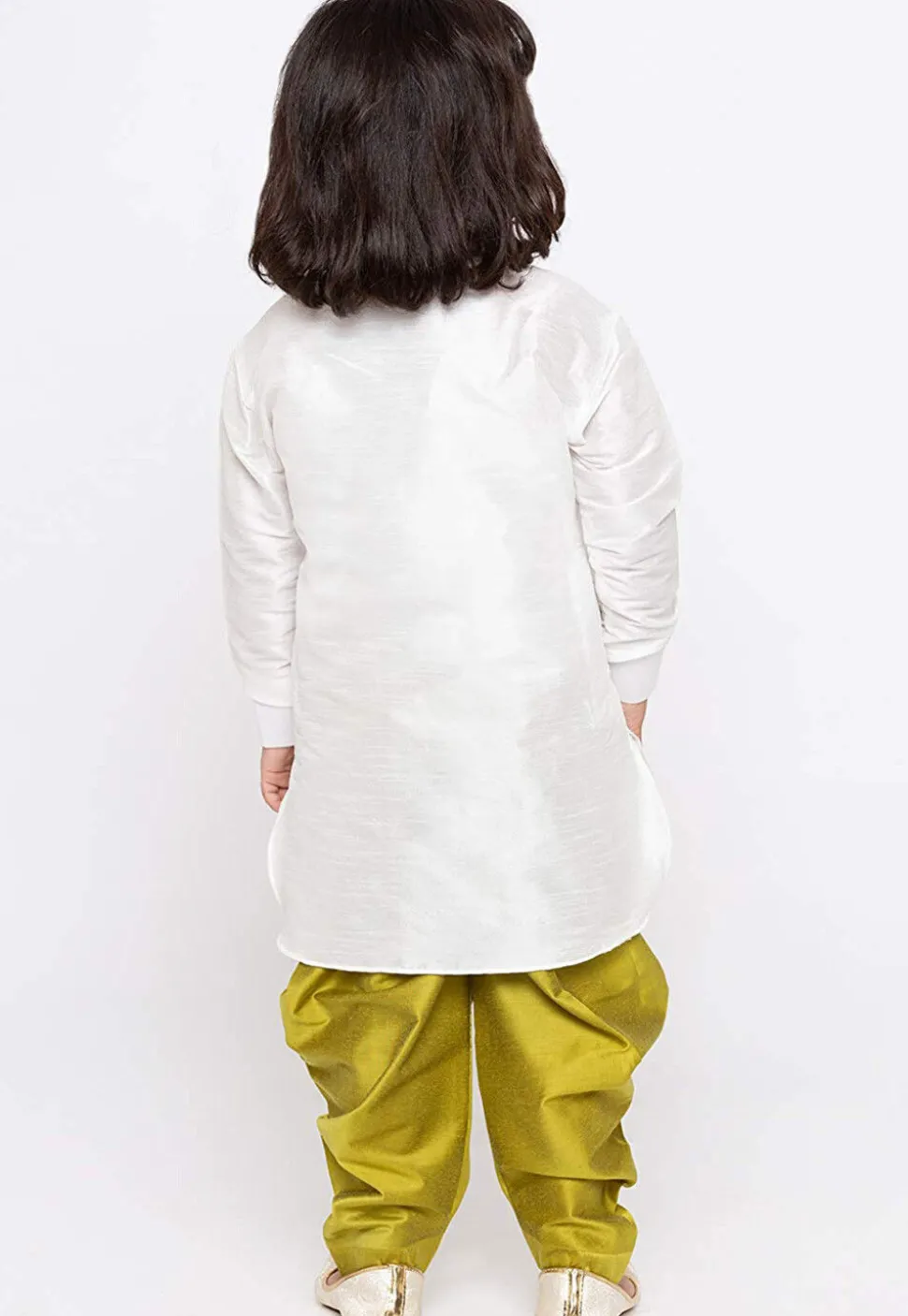 Embroidered Dupion Silk Kurta Set in Light Beige
