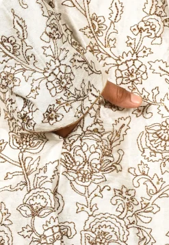 Embroidered Dupion Silk Kurta in Cream