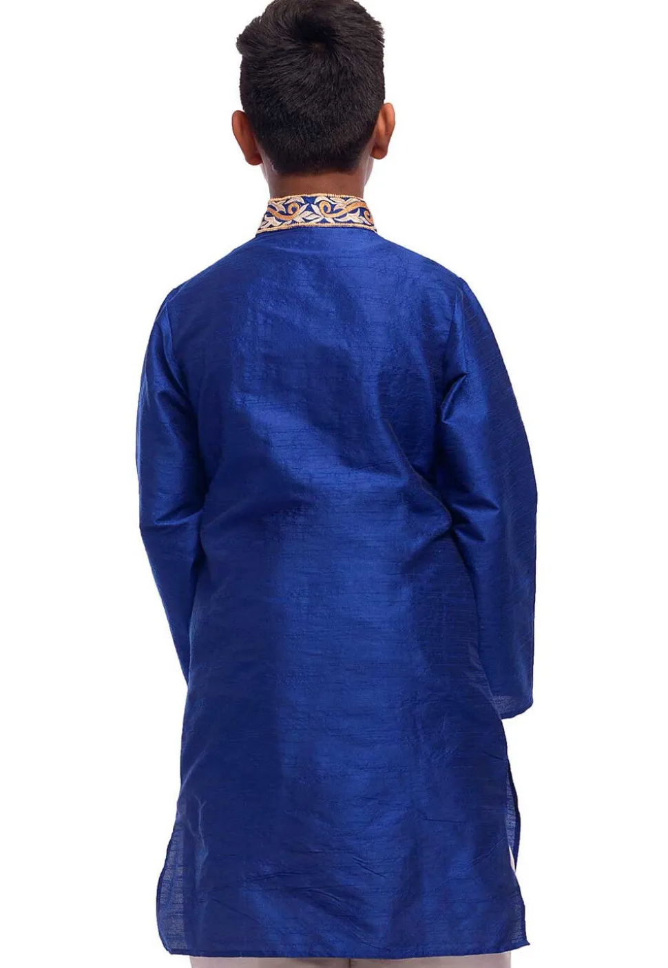 Embroidered Dupion Silk Kurta in Royal Blue