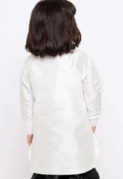 Embroidered Dupion Silk Kurta in White