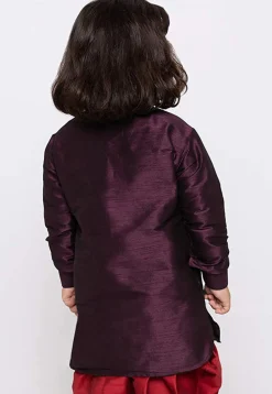 Embroidered Dupion Silk Kurta in Purple