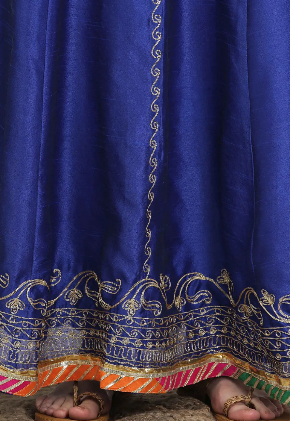 Embroidered Dupion Silk Lehenga in Royal Blue