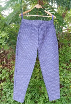 Embroidered Dupion Silk Pant in Blue