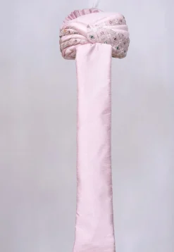 Embroidered Dupion Silk Turban in Pink