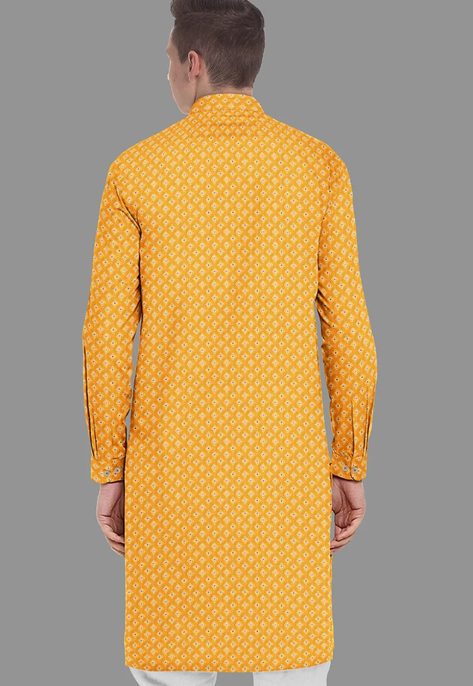 Embroidered Geogrette Kurta in Mustard