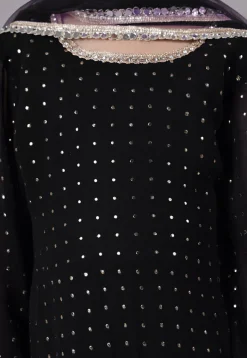 Embroidered Georgette A Line Suit in Black