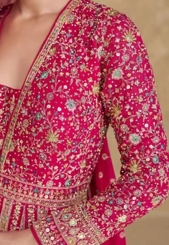 Embroidered Georgette Abaya Style Suit in Pink