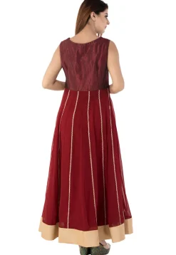 Embroidered Georgette Abaya Style Suit in Maroon