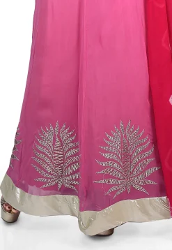 Embroidered Georgette Abaya Style Suit in Pink