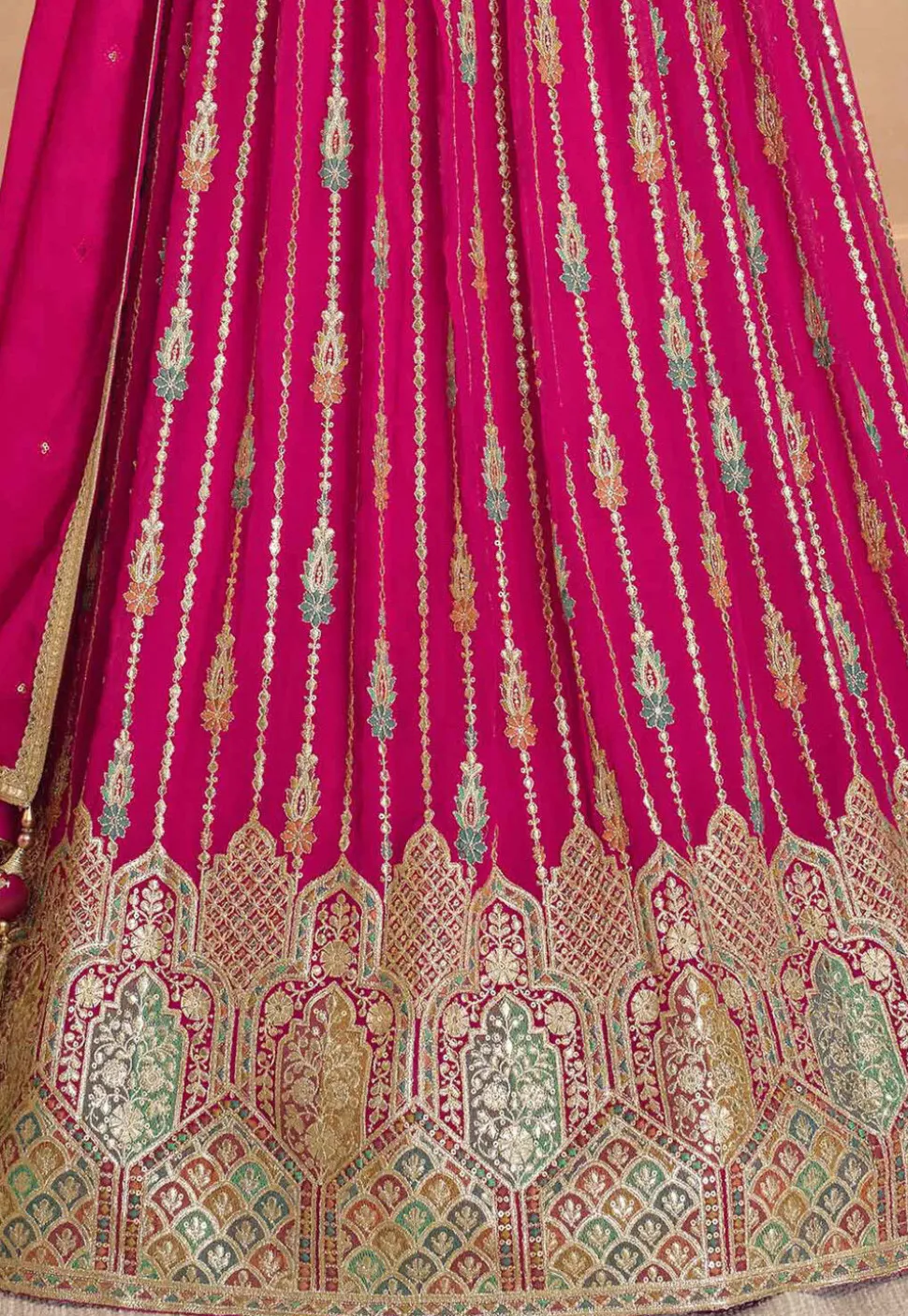 Embroidered Georgette Abaya Style Suit in Pink