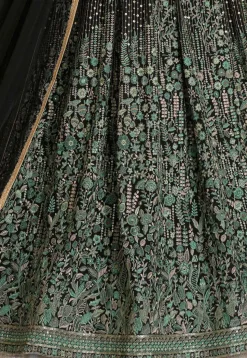 Embroidered Georgette Abaya Style Suit in Black