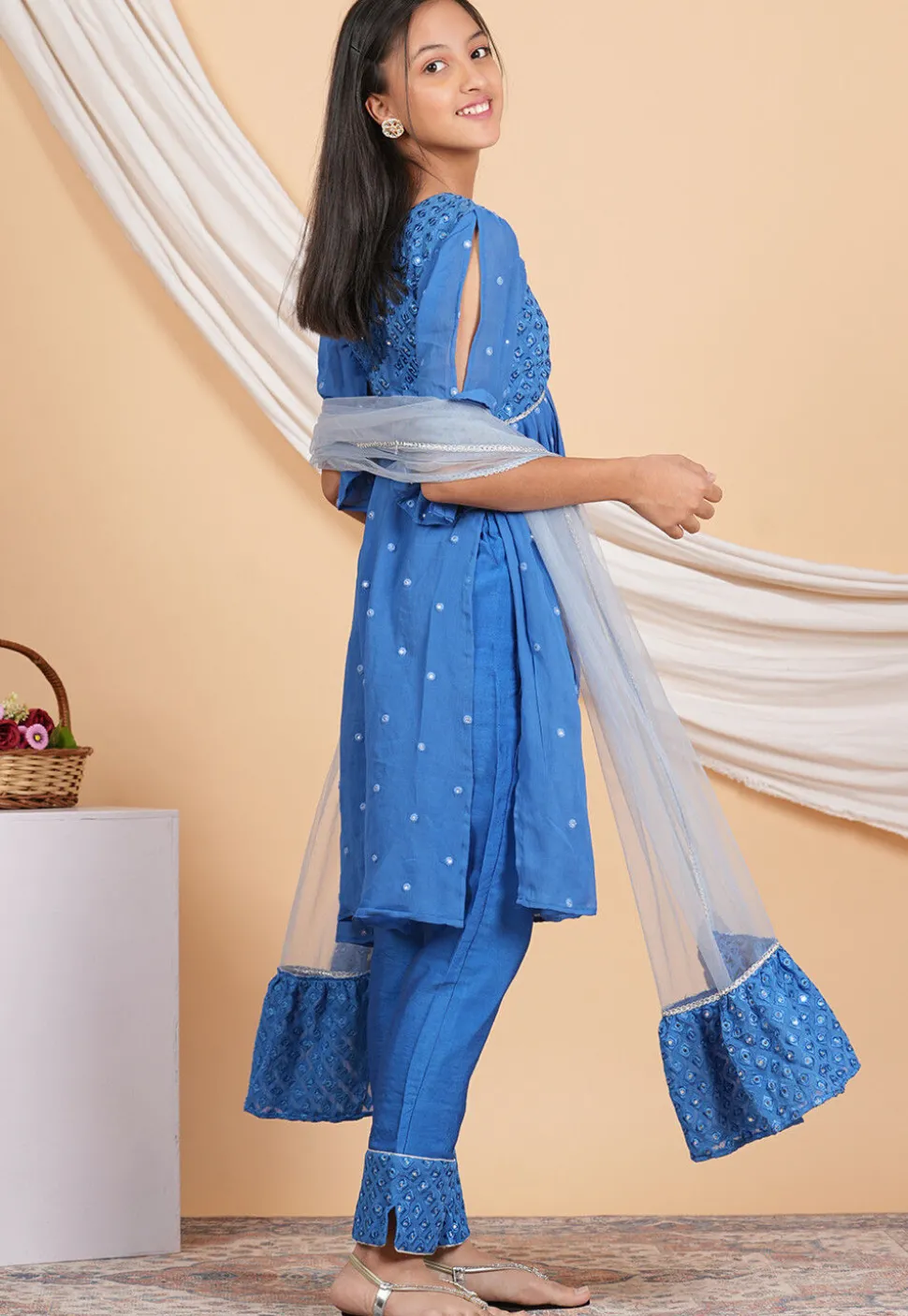 Embroidered Georgette Alia Cut Pakistani Suit in Light Blue