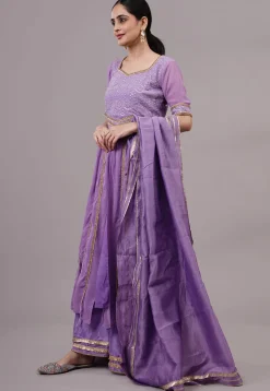 Embroidered Georgette Aline Suit in Purple