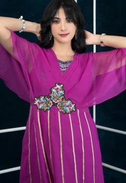 Embroidered Georgette Anarkali Suit in Magenta