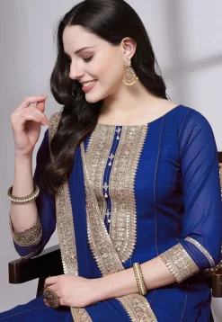 Embroidered Georgette Anarkali Suit in Royal Blue