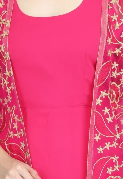 Embroidered Georgette Anarkali Suit in Fuchsia