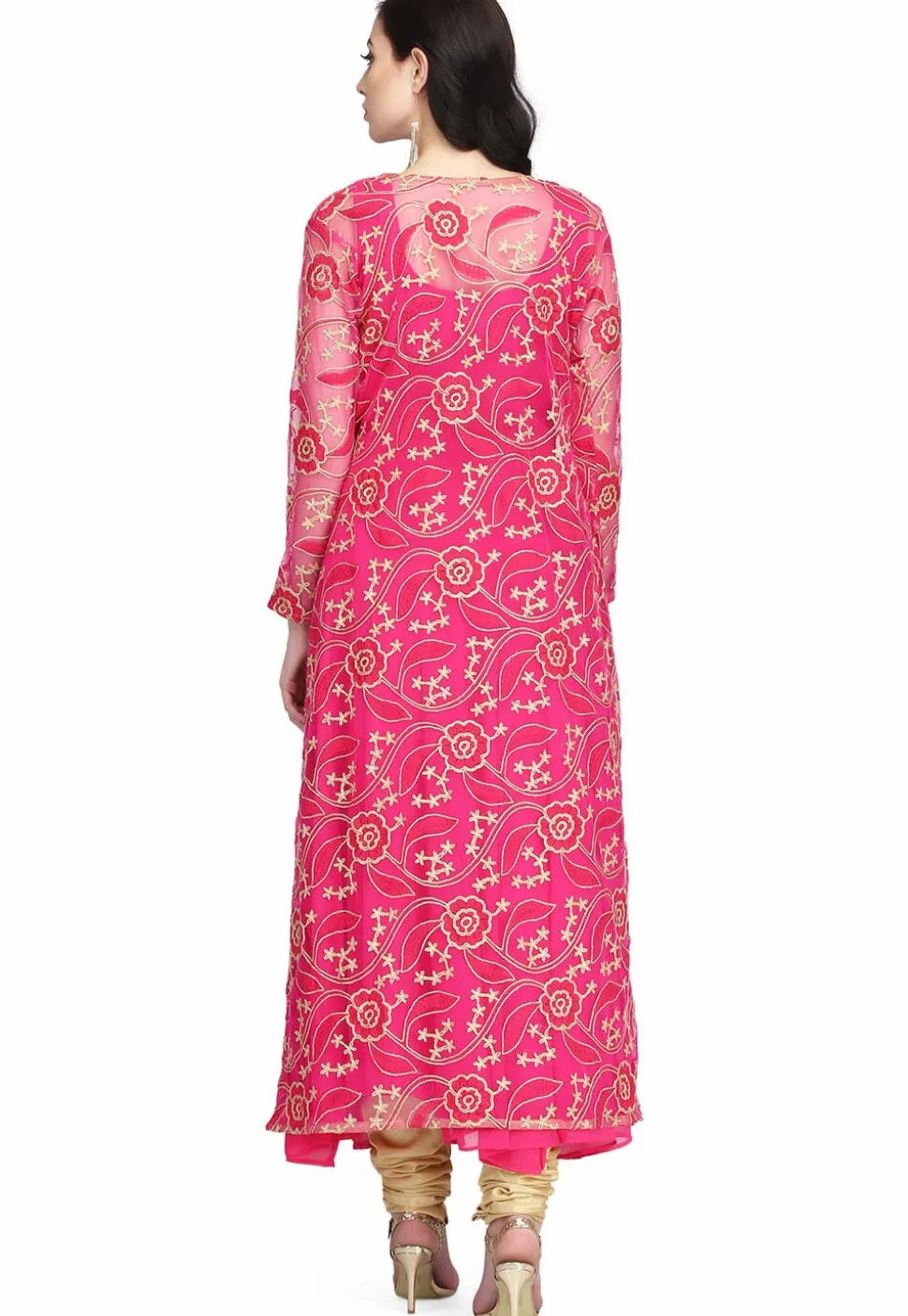 Embroidered Georgette Anarkali Suit in Fuchsia