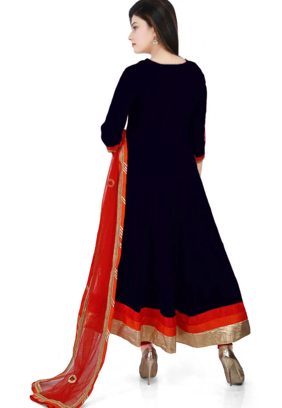 Embroidered Georgette Anarkali Suit in Black