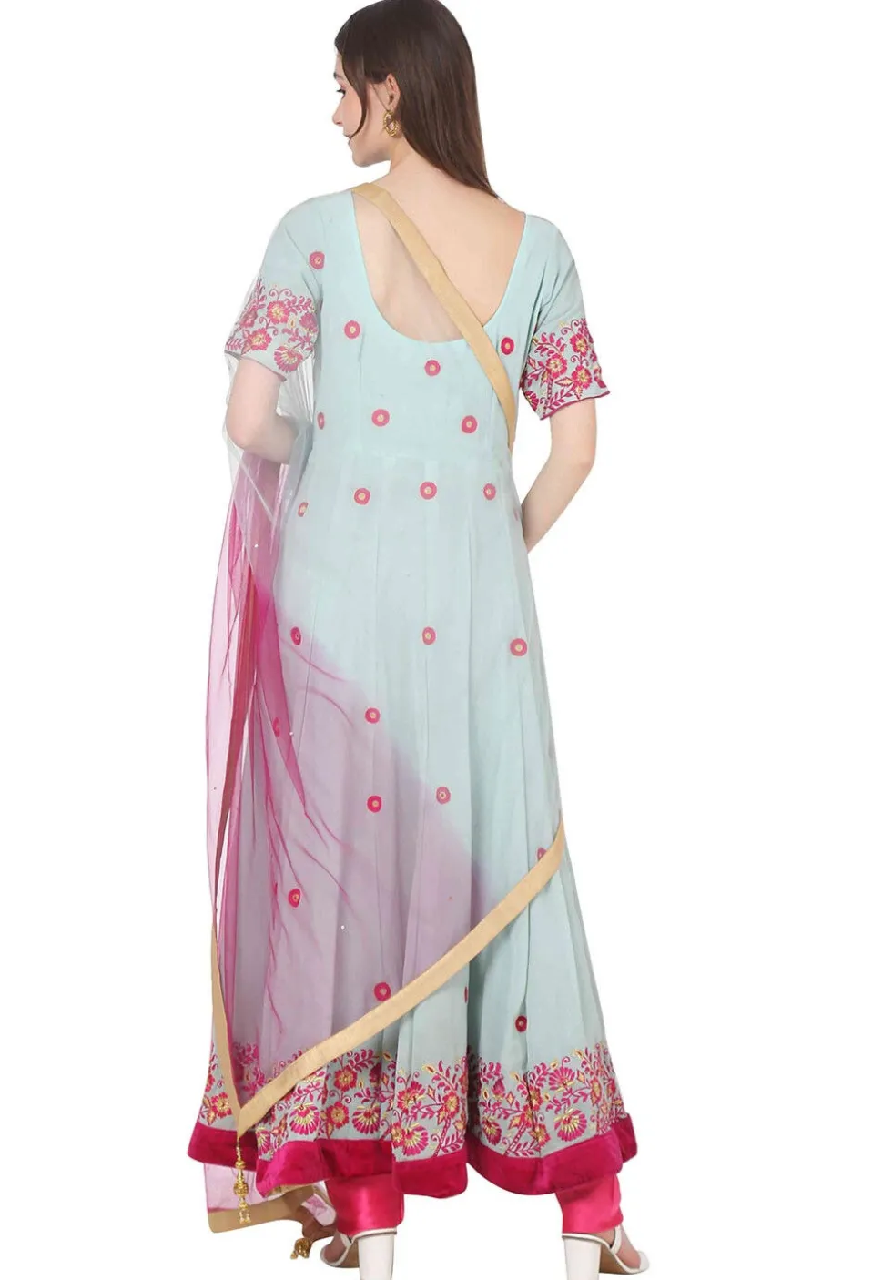 Embroidered Georgette Anarkali Suit in Sea Green
