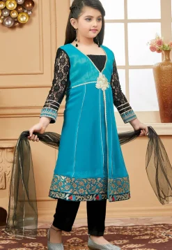 Embroidered Georgette Anarkali Suit in Light Blue