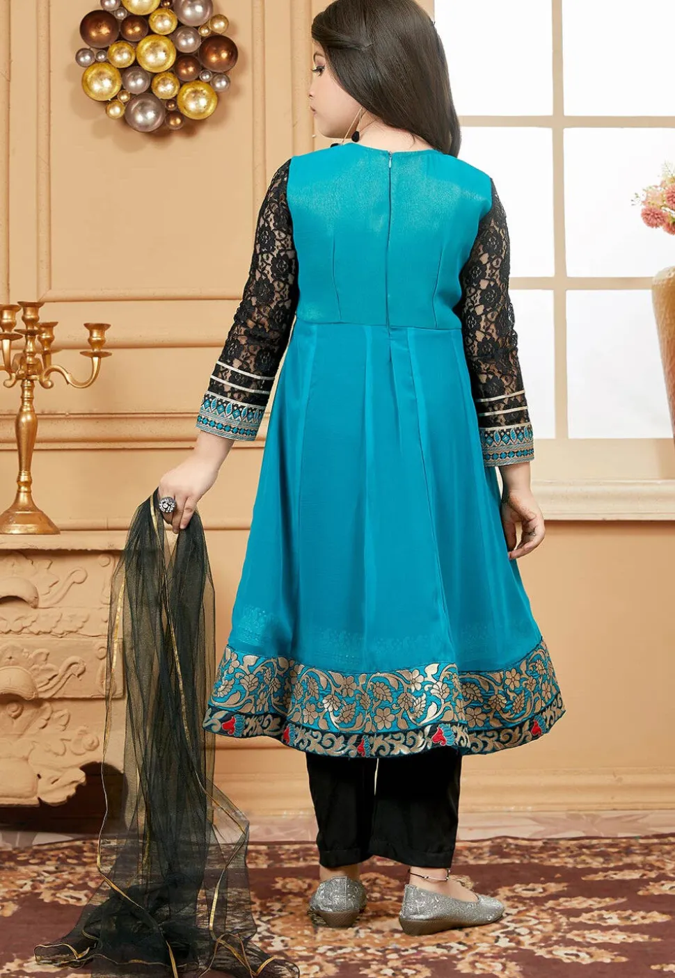Embroidered Georgette Anarkali Suit in Light Blue
