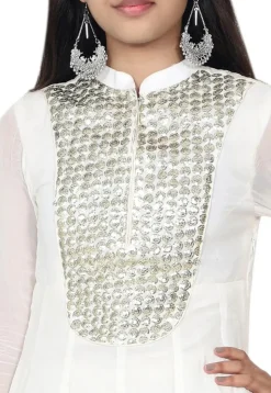 Embroidered Georgette Anarkali Suit in White