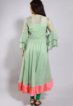 Embroidered Georgette Anarkali Suit in Pastel Green