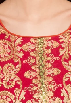 Embroidered Georgette Anarkali Suit in Multicolor
