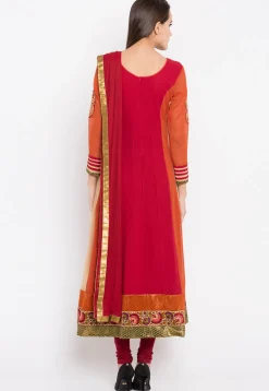 Embroidered Georgette Anarkali Suit in Multicolor