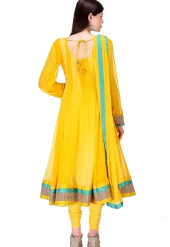 Embroidered Georgette Anarkali Suit in Yellow