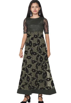 Embroidered Georgette Anarkali Kurta Set in Black