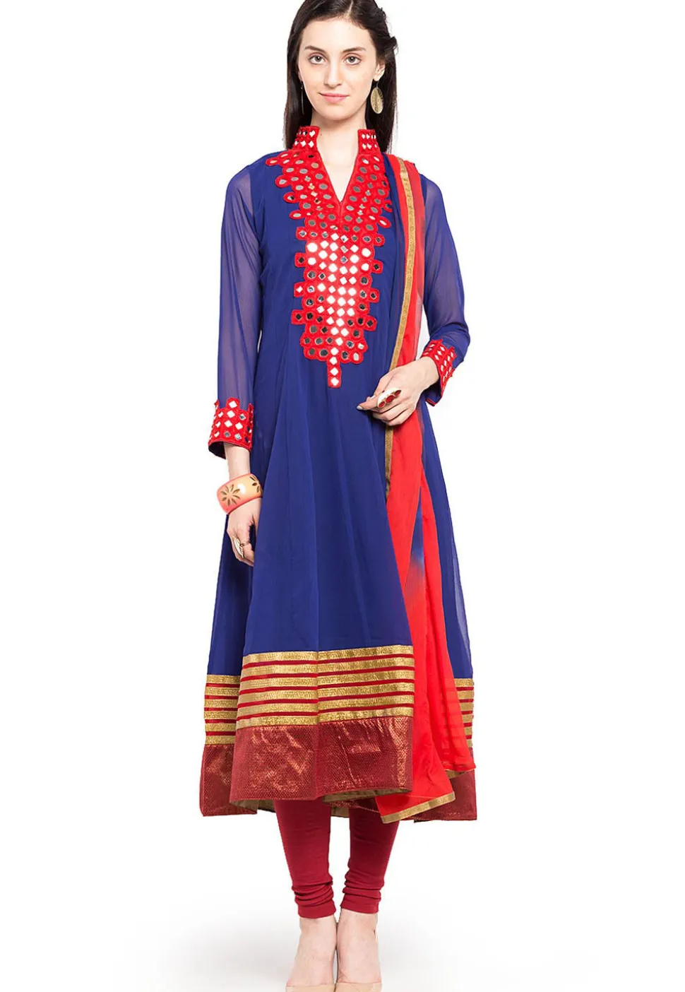 Embroidered Georgette Anarkali Suit in Blue