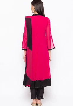 Embroidered Georgette Anarkali Suit in Fuchsia
