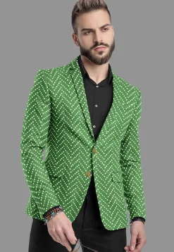 Embroidered Georgette Blazer in Light Green