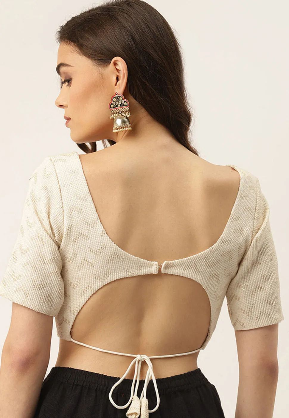 Embroidered Georgette Blouse in Off White