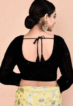 Embroidered Georgette Blouse in Black