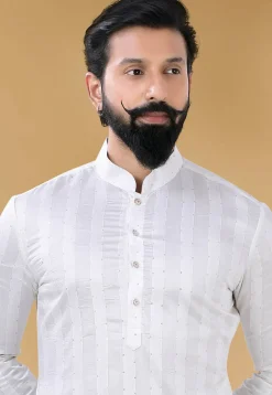 Embroidered Georgette Dhoti Kurta in Off White