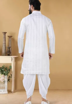Embroidered Georgette Dhoti Kurta in Off White