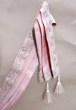 Embroidered Georgette Dupatta in Baby Pink