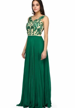 Embroidered Georgette Gown in Green