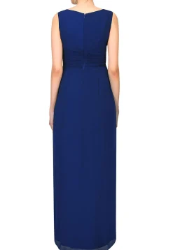 Embroidered Georgette Gown in Dark Blue
