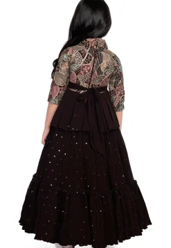 Embroidered Georgette Gown in Wine