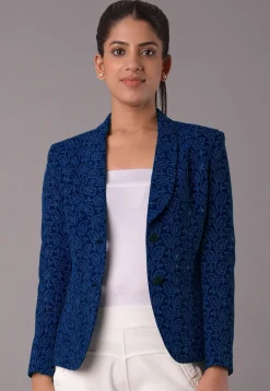 Embroidered Georgette Jacket in Blue