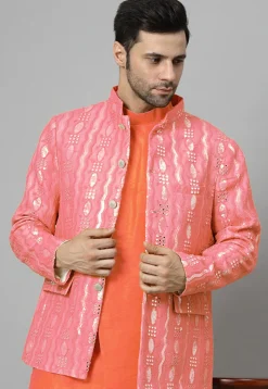 Embroidered Georgette Jodhpuri Jacket in Pink