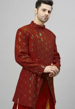 Embroidered Georgette Jodhpuri Jacket in Maroon