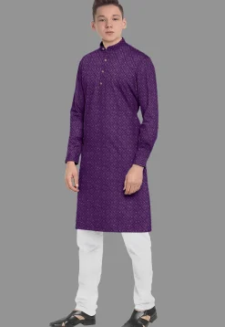 Embroidered Georgette Kurta Set in Purple