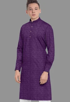 Embroidered Georgette Kurta in Purple