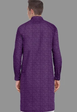 Embroidered Georgette Kurta in Purple