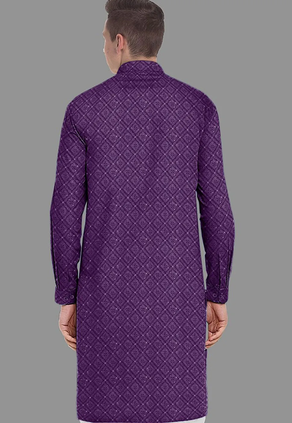 Embroidered Georgette Kurta in Purple